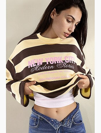 Sweat-shirt oversize rayé 100 % coton hiccup