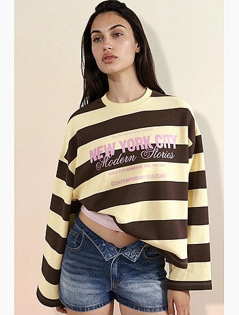 Sweat-shirt oversize rayé 100 % coton hiccup