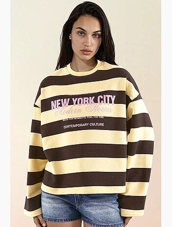 Sweat-shirt oversize rayé 100 % coton hiccup