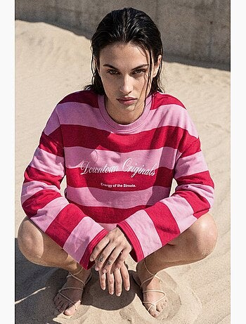 Sweat-shirt oversize rayé 100 % coton hiccup