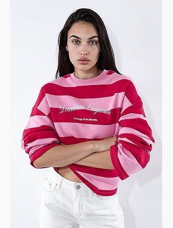 Sweat-shirt oversize rayé 100 % coton hiccup