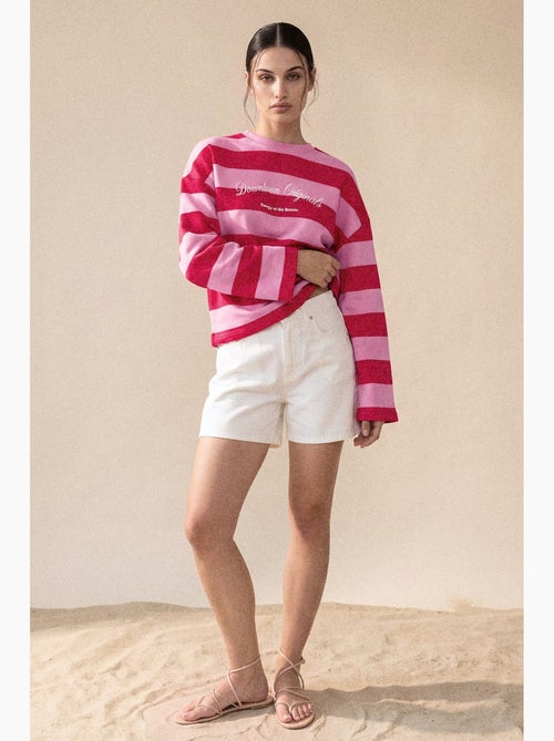 Sweat-shirt oversize rayé 100 % coton hiccup - Kiabi