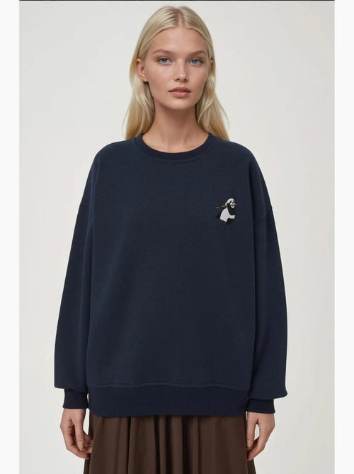 Sweat-shirt ras du cou brodé à motif animalier confortable hiccup - Kiabi Sweat-shirt ras du cou brodé à motif animalier confortable hiccup - Kiabi