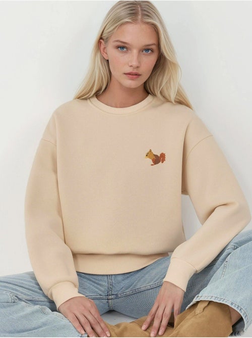 Sweat-shirt ras du cou brodé à motif animalier confortable hiccup - Kiabi