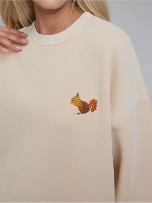 Sweat-shirt ras du cou brodé à motif animalier confortable hiccup - Kiabi