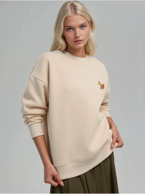 Sweat-shirt ras du cou brodé à motif animalier confortable hiccup - Kiabi