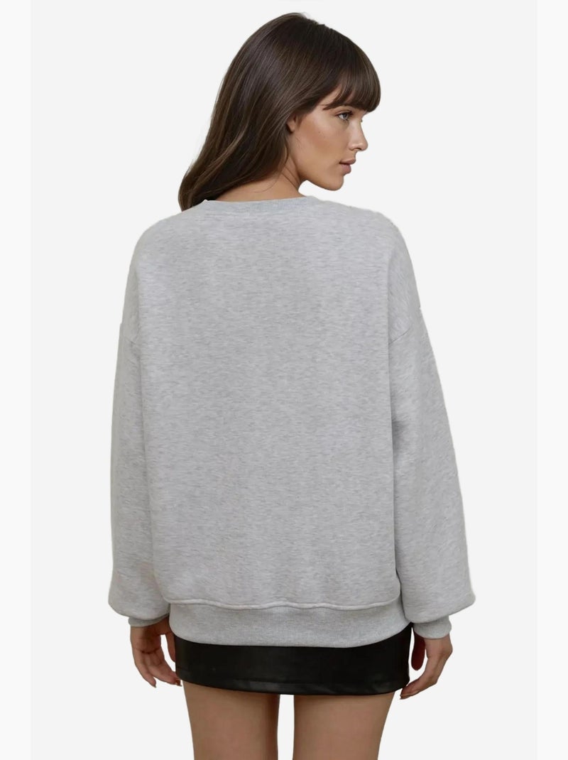 Sweat-shirt ras du cou brodé à motif animalier confortable hiccup Gris - Kiabi