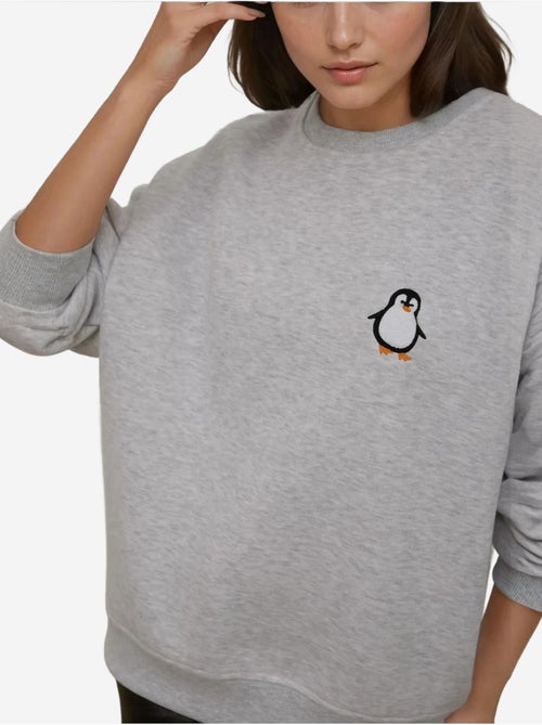 Sweat-shirt ras du cou brodé à motif animalier confortable hiccup - Kiabi Sweat-shirt ras du cou brodé à motif animalier confortable hiccup - Kiabi