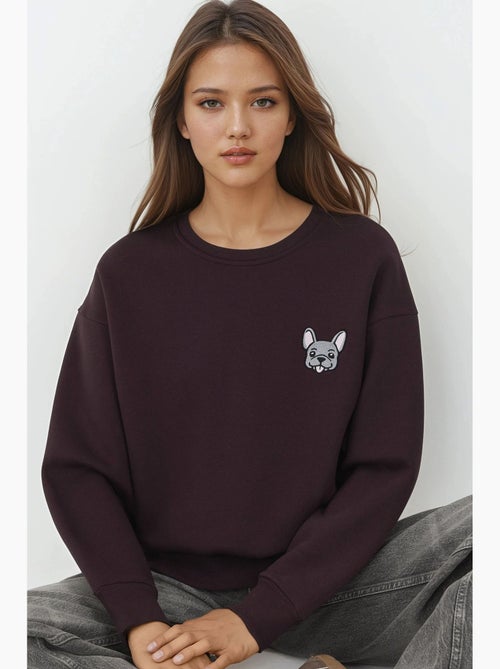 Sweat-shirt ras du cou brodé à motif animalier confortable hiccup - Kiabi Sweat-shirt ras du cou brodé à motif animalier confortable hiccup - Kiabi