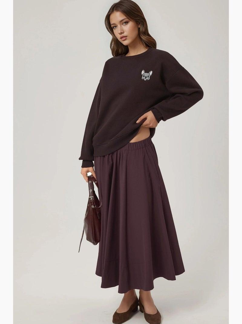 Sweat-shirt ras du cou brodé à motif animalier confortable hiccup Marron foncé - Kiabi
