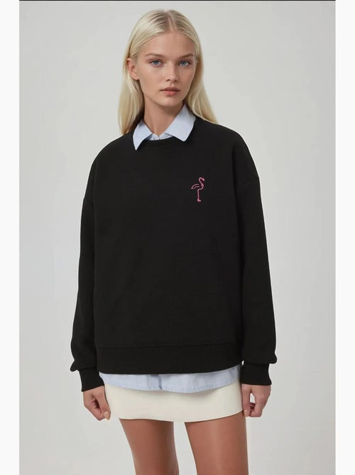Sweat-shirt ras du cou brodé à motif animalier confortable hiccup - Kiabi