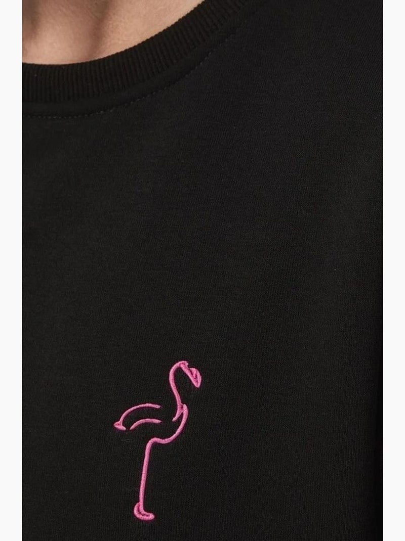 Sweat-shirt ras du cou brodé à motif animalier confortable hiccup Noir - Kiabi