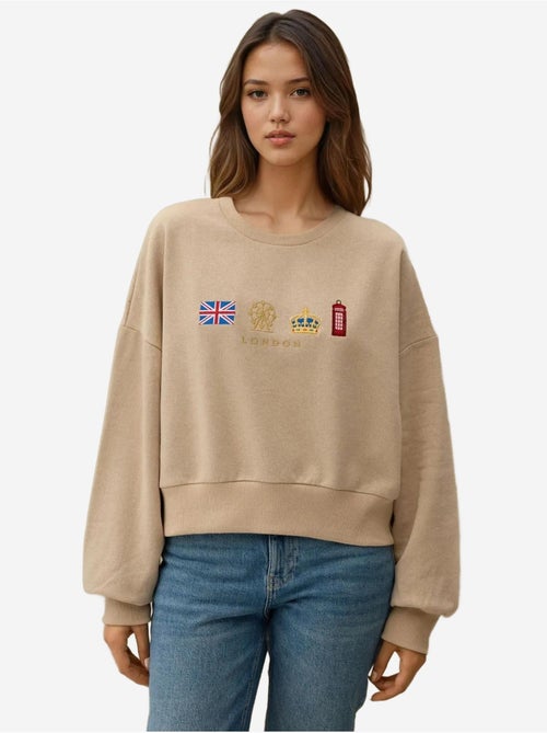 Sweat-shirt ras du cou brodé - Kiabi