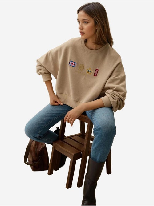 Sweat-shirt ras du cou brodé - Kiabi