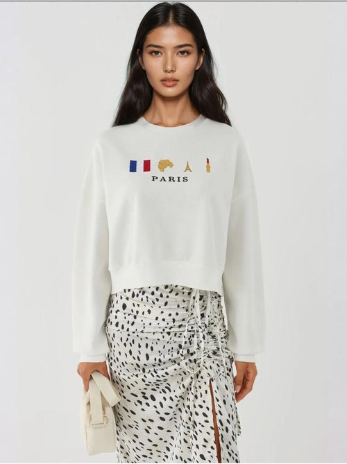 Sweat-shirt ras du cou brodé - Kiabi