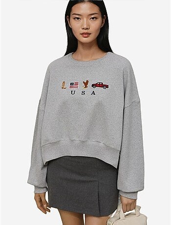 Sweat-shirt ras du cou brodé