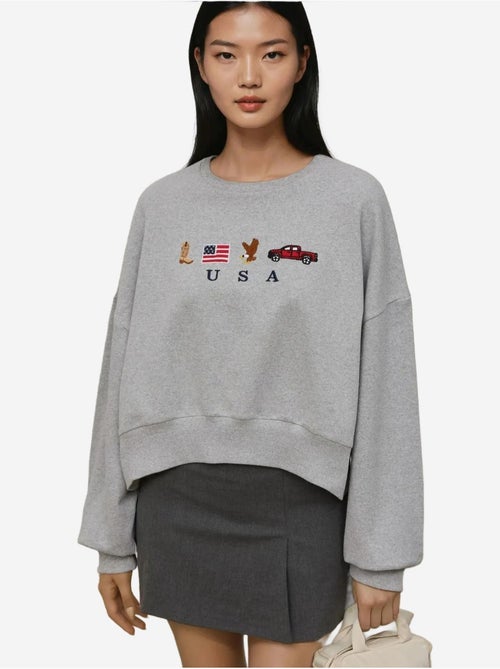 Sweat-shirt ras du cou brodé - Kiabi Sweat-shirt ras du cou brodé - Kiabi