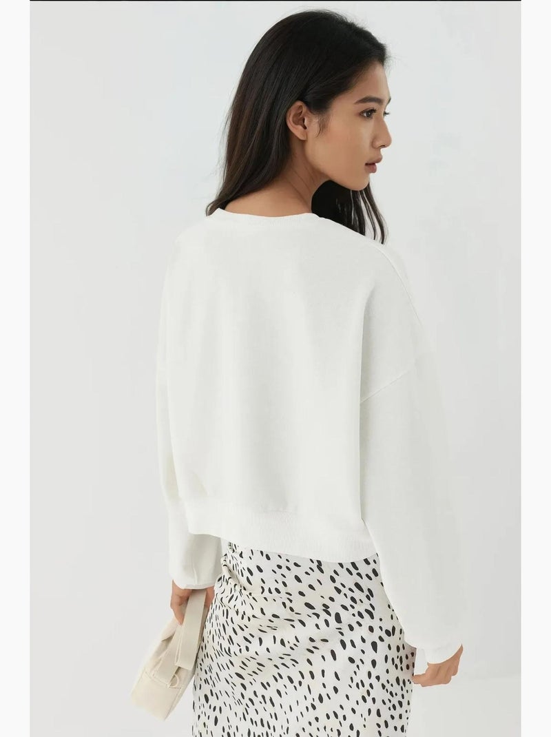 Sweat-shirt ras du cou brodé hiccup Blanc - Kiabi