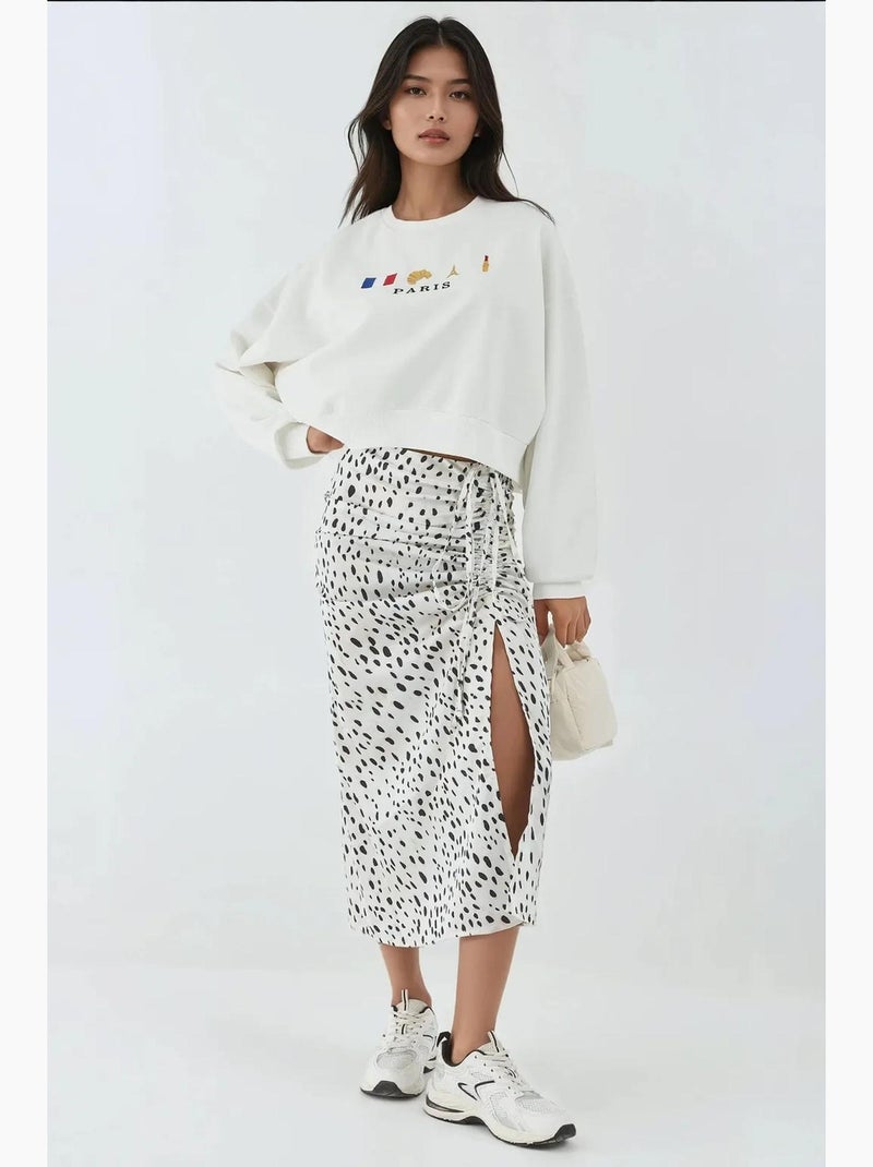 Sweat-shirt ras du cou brodé hiccup Blanc - Kiabi
