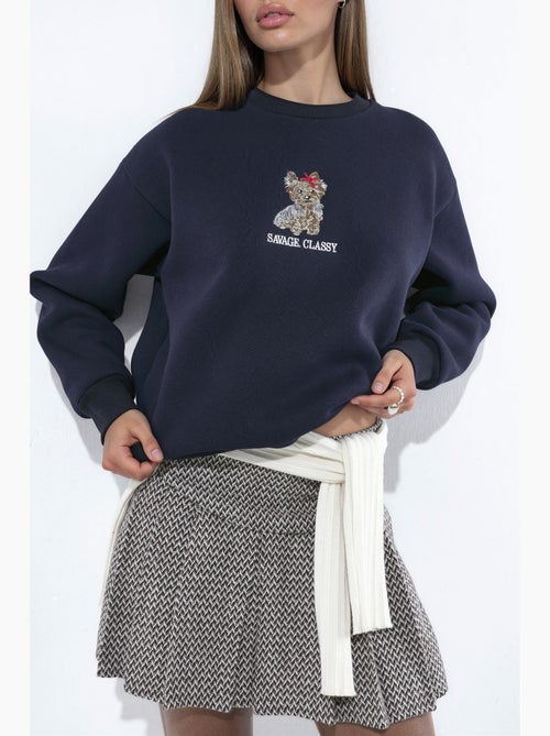 Sweat-shirt ras du cou brodé hiccup - Kiabi Sweat-shirt ras du cou brodé hiccup - Kiabi