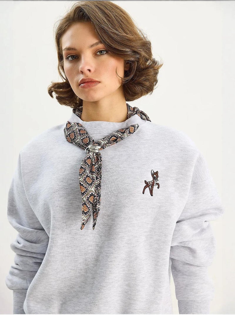 Sweat-shirt ras du cou brodé lucci Gris - Kiabi