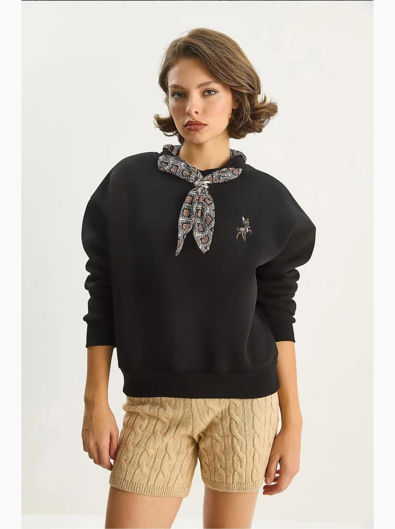 Sweat-shirt ras du cou brodé lucci Noir - Kiabi