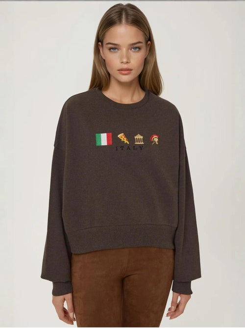 Sweat-shirt ras du cou brodé - Kiabi Sweat-shirt ras du cou brodé - Kiabi