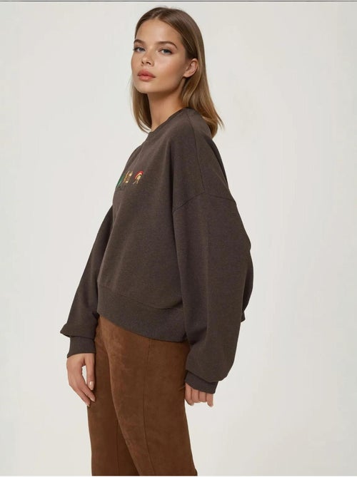Sweat-shirt ras du cou brodé - Kiabi Sweat-shirt ras du cou brodé - Kiabi