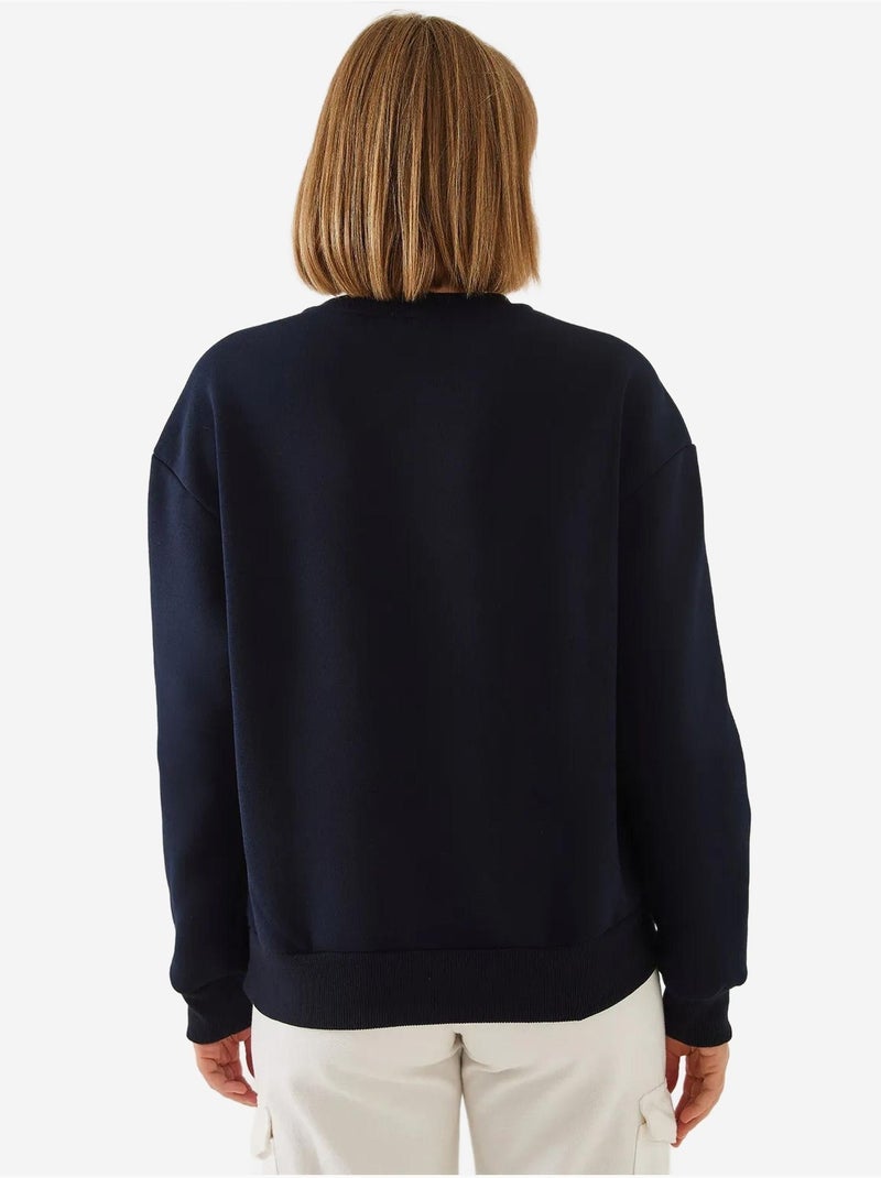 Sweat-shirt ras du cou en fil brossé imprimé cœur lucci Bleu marine - Kiabi