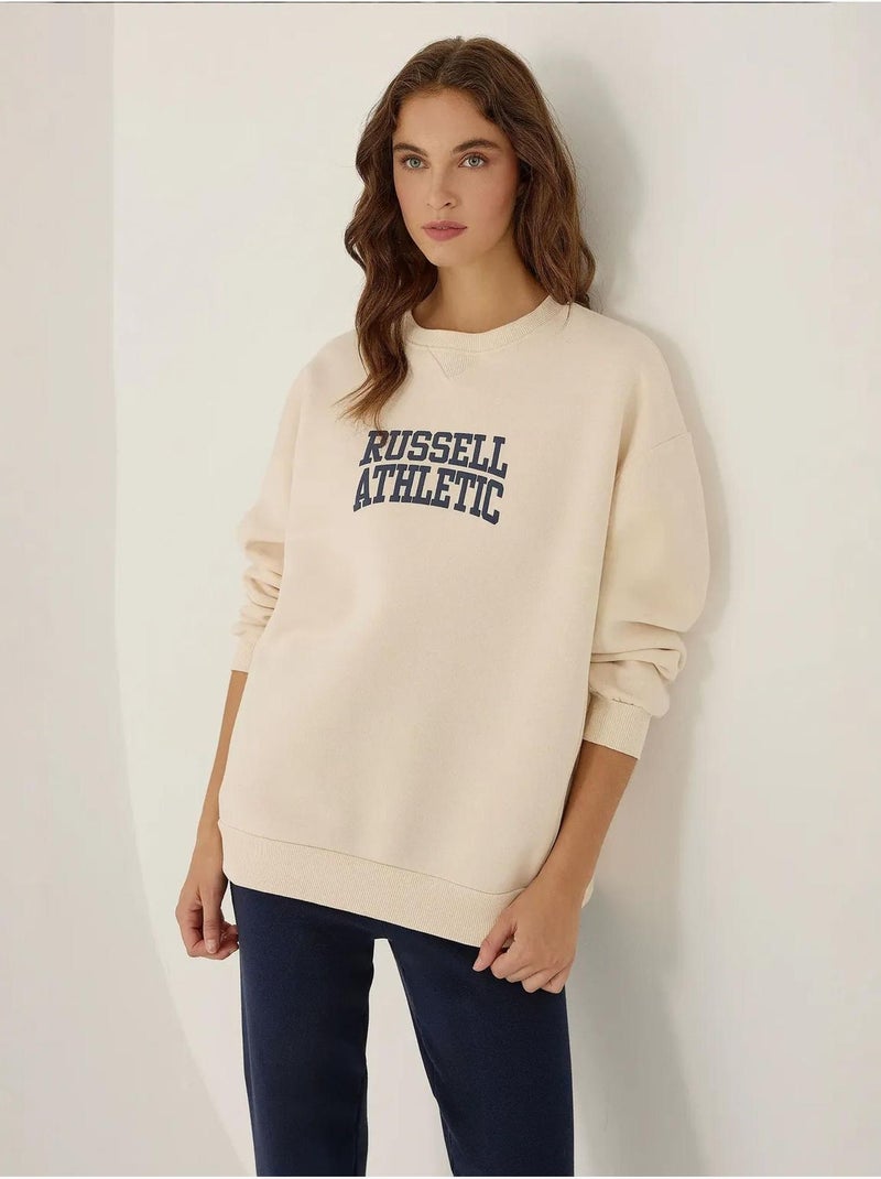 Sweat-shirt ras du cou imprimé surdimensionné Beige naturel - Kiabi