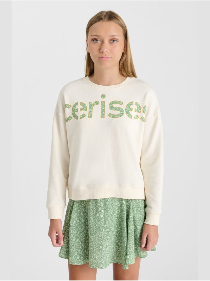 Sweat-shirt ratagi 'le temps des cerises' Beige - Kiabi