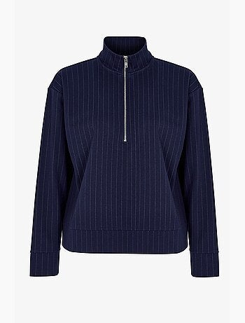 Sweat-shirt rayé à demi-zip penti