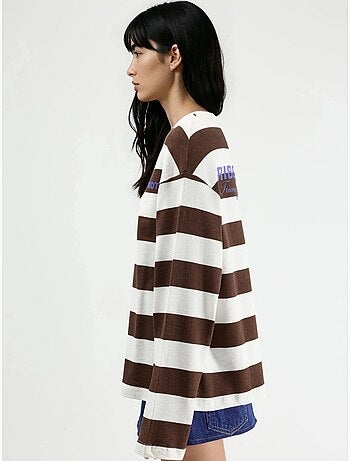 Sweat-shirt rayé oversize à col rond busem