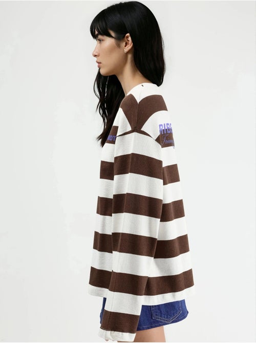 Sweat-shirt rayé oversize à col rond busem - Kiabi Sweat-shirt rayé oversize à col rond busem - Kiabi
