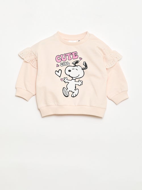 Sweat-shirt 'Snoopy' avec volants en broderies anglaises - Kiabi