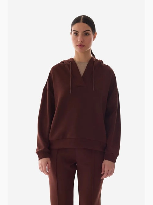 Sweat-shirt texturé soyeux à col v et manches longues penti - Kiabi Sweat-shirt texturé soyeux à col v et manches longues penti - Kiabi