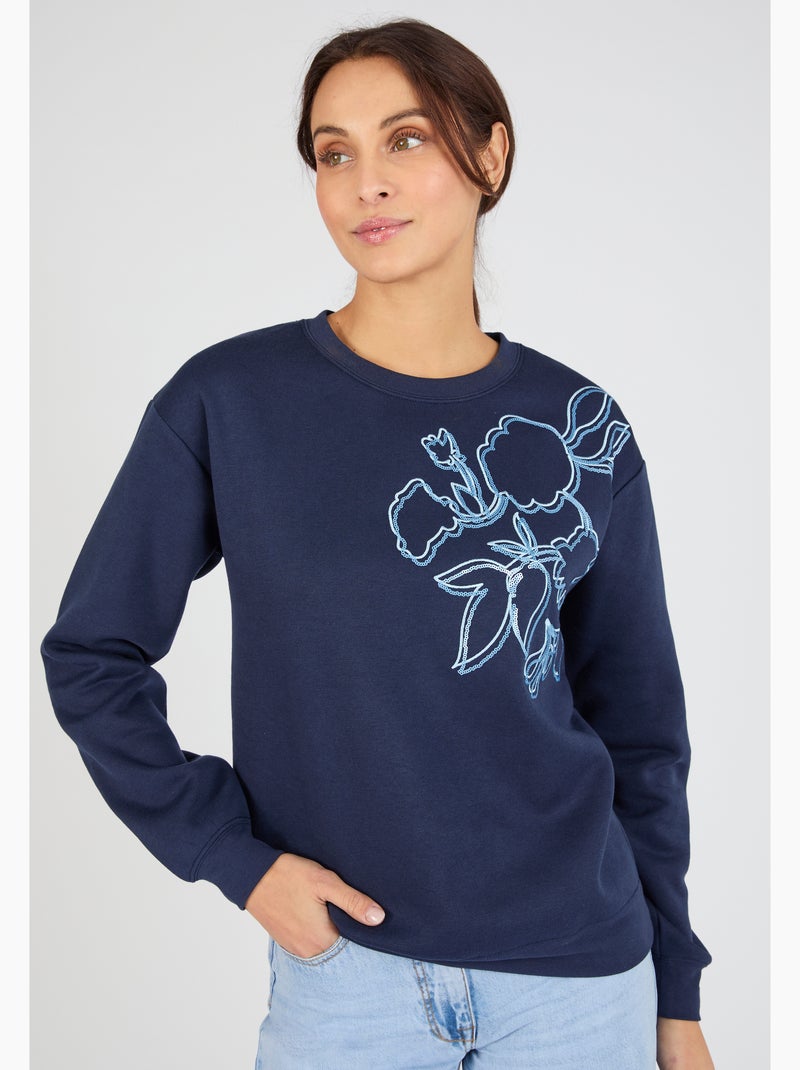 Sweat-shirt Thermolactyl en molleton - Damart Bleu - Kiabi