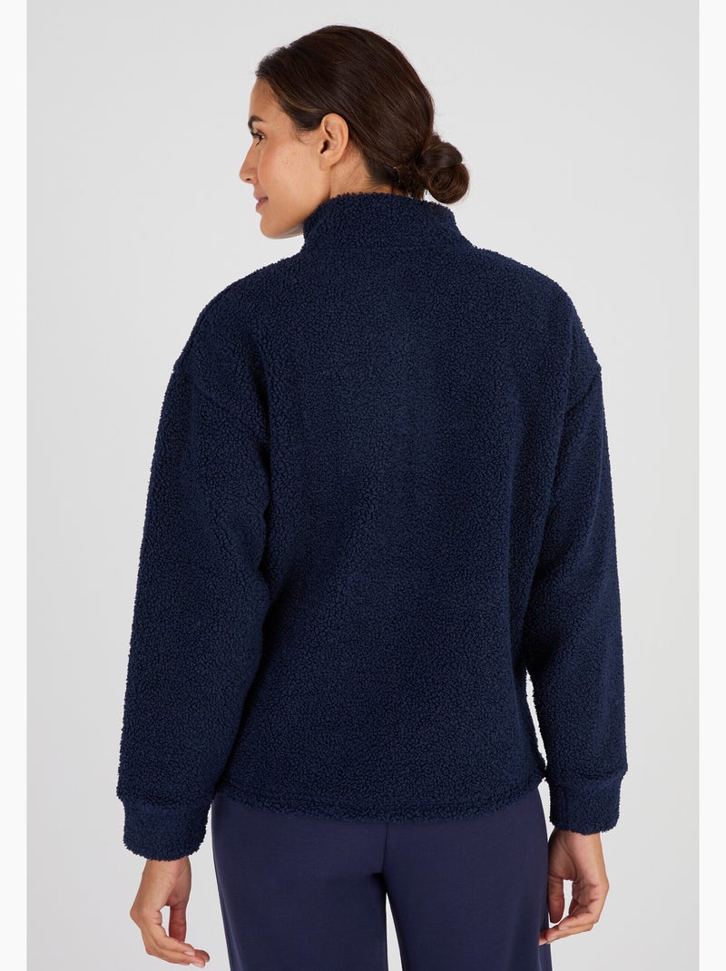 Sweat-shirt Thermolactyl maille moutonnée polaire - Happy D. by Damart Bleu - Kiabi