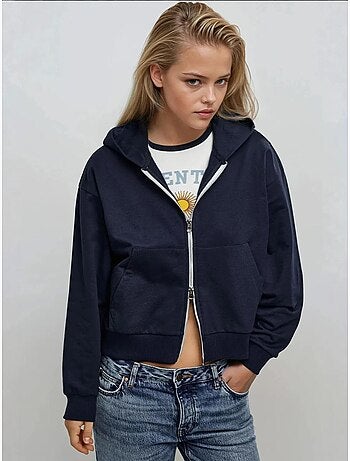 Sweat-shirt tricoté à capuche et fermeture éclair surdimensionné hiccup