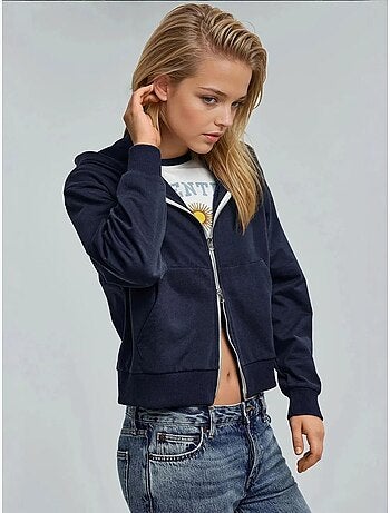 Sweat-shirt tricoté à capuche et fermeture éclair surdimensionné hiccup