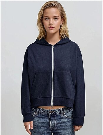 Sweat-shirt tricoté à capuche et fermeture éclair surdimensionné hiccup