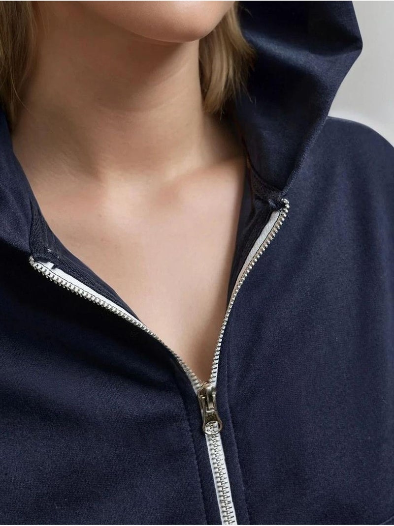 Sweat-shirt tricoté à capuche et fermeture éclair surdimensionné hiccup Bleu foncé - Kiabi