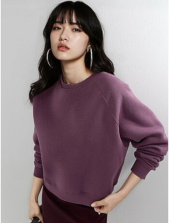 Sweat-shirt tricoté à col rond et manches longues avec détails élastiques busem