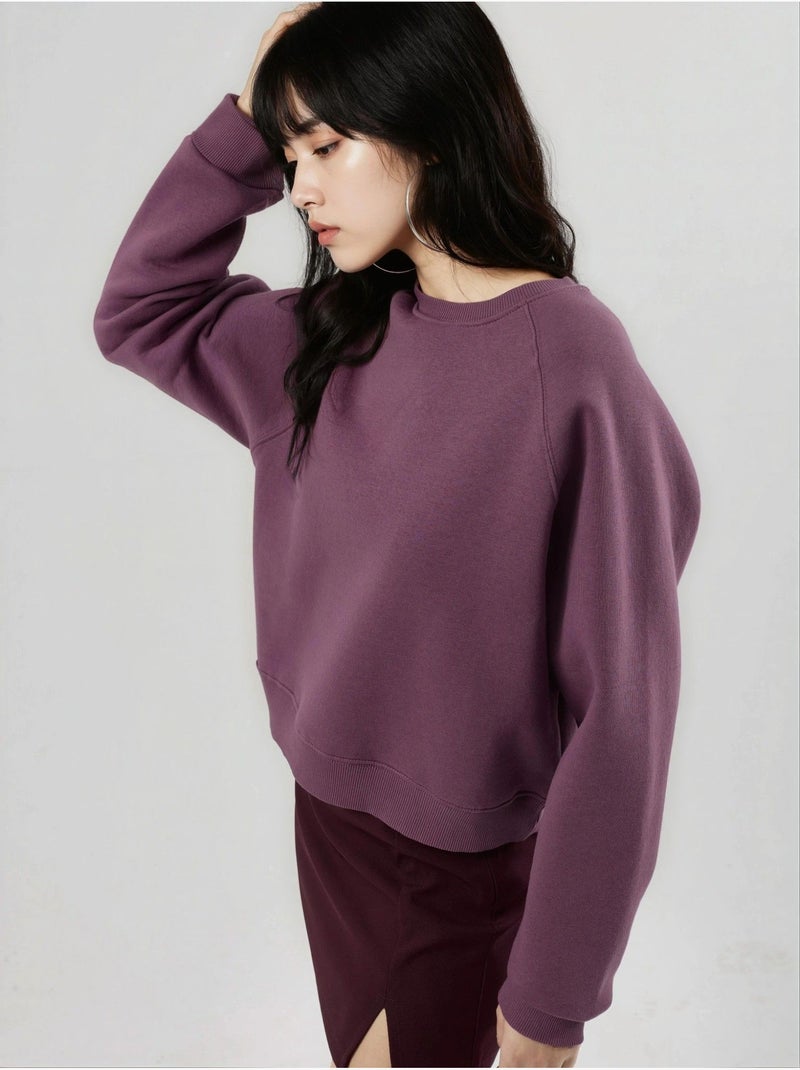 Sweat-shirt tricoté à col rond et manches longues avec détails élastiques busem Lavande - Kiabi