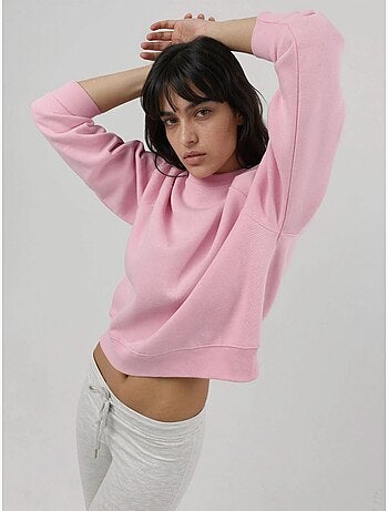 Sweat-shirt tricoté à col rond et manches longues avec détails élastiques busem