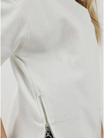 Sweat-shirt tricoté texturé à col ras du cou avec fermeture éclair hiccup
