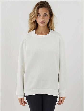 Sweat-shirt tricoté texturé à col ras du cou avec fermeture éclair hiccup