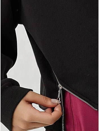 Sweat-shirt tricoté texturé à col ras du cou avec fermeture éclair hiccup