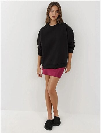 Sweat-shirt tricoté texturé à col ras du cou avec fermeture éclair hiccup
