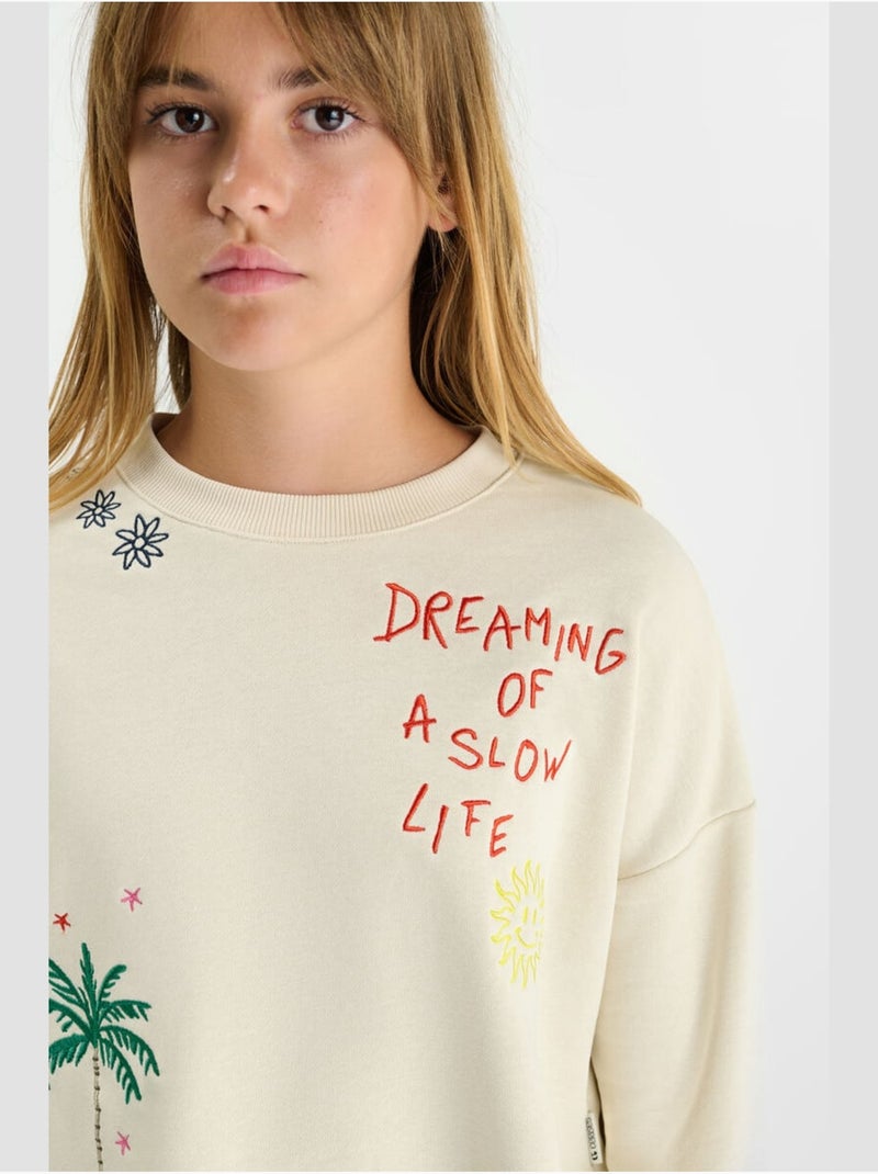Sweat-Shirt UPAGI 'Le Temps Des Cerises' Beige - Kiabi